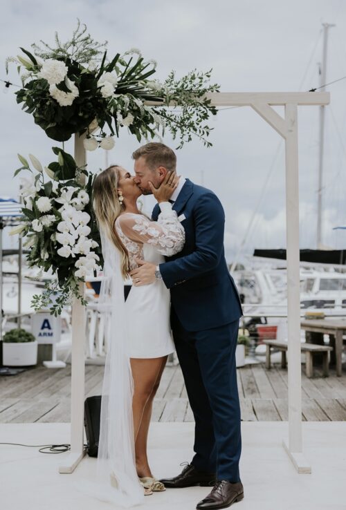 White & Green Ceremony Arbour